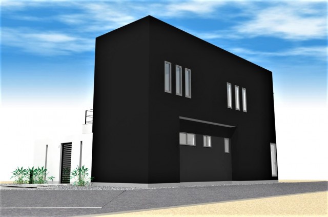 注文住宅 滋賀 滋賀県大津市坂本のモダン住宅 建物側面 シンプル 黒塗りの外壁