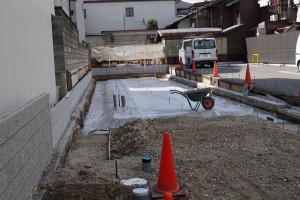 京都市上京区・和モダン,事務所併用住宅|基礎工事