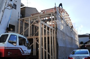 注文住宅 工事中 上棟|京都市上京区・和モダン,事務所併用住宅