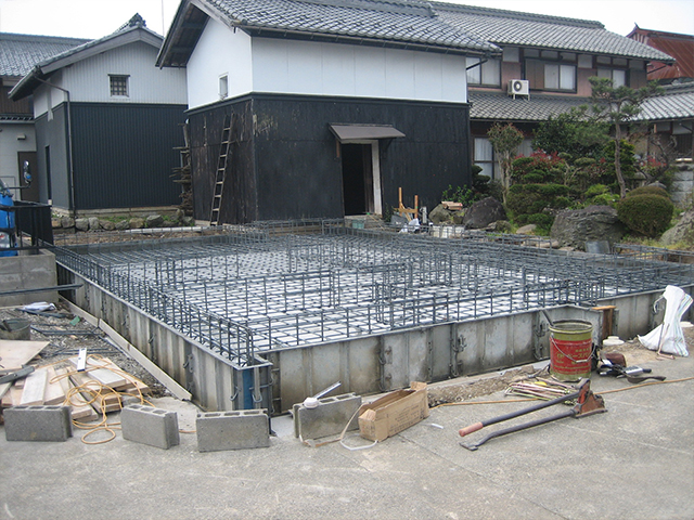 滋賀県長浜市の和風モダン住宅工事中　配筋検査を行いました