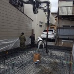 京都府 京都市 右京区 西京極 注文住宅 モダンな狭小住宅 基礎工事 コンクリート打設