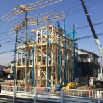 埼玉県, 川口市, 鳩ケ谷, 木造3階建て, モダン, 狭小住宅, 上棟