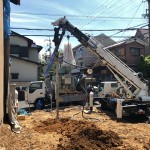 地盤調査｜滋賀県大津市湖城が丘の高低差のある敷地のデザイナーズ住宅