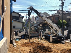 地盤調査・地盤改良|滋賀県大津市湖城が丘の高低差のある敷地のデザイナーズ住宅