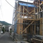 滋賀県 大津市 アルミサッシ 取り付け 外部足場工事 ルーフバルコニー モダン デザイン 注文住宅