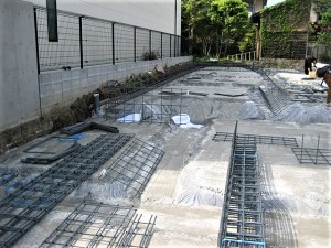 基礎工事|捨てコンクリート・鉄筋搬入組立