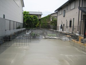 注文住宅の基礎工事|耐圧版のコンクリート打設・1回目