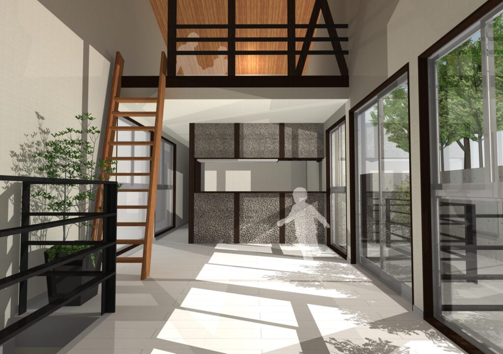 開放的でモダンなＬＤＫがある注文住宅