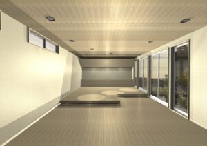 冠木門のある家のリビング