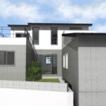 高低差の敷地の家 中庭