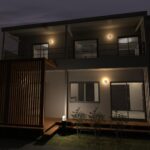 注文住宅の夜間の外観