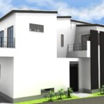 白と黒に塗り分けした注文住宅の外観