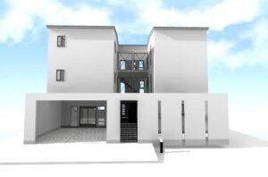 滋賀県大津市の高低差のある敷地のガレージハウスプラン!