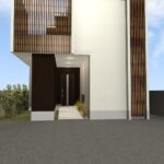 白塗りに木製の格氏で和風な外観