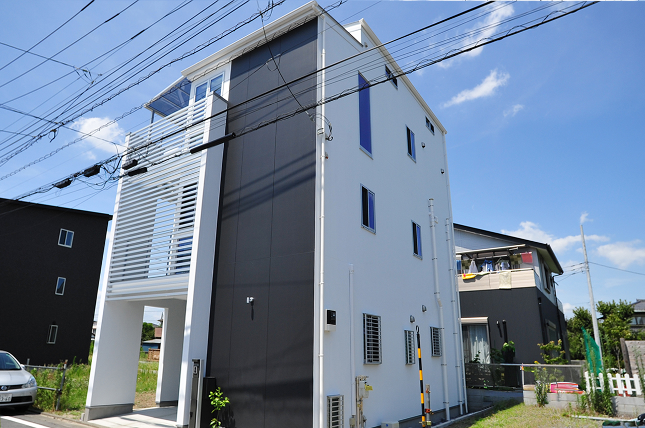 埼玉県川口市鳩ヶ谷こだわりいっぱいの狭小住宅・和モダンの家外観