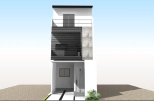 京都府宇治市・15坪の土地に木造3階建て狭小住宅・白い外壁・和モダンの外観