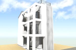 狭小地に狭小住宅・ルーフバルコニー