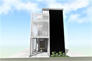 和モダン狭小住宅、木造３階建てCG
プラン外観