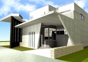 近未来的な住宅×Rのパティオが映える高級注文住宅