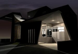近未来的な住宅×Rのパティオが映える高級注文住宅５