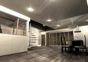 近未来的な住宅×Rのパティオが映える高級注文住宅６