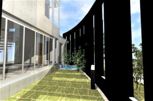 近未来的な住宅×Rのパティオが映える高級注文住宅９