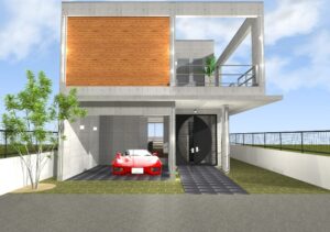 京都の建築事務所・工務店が創るデザイン住宅・コンクリート打放し×ナチュラルモダンのガレージハウス１