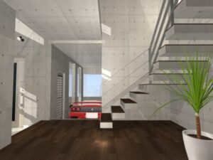 京都の建築事務所・工務店が創るデザイン住宅・コンクリート打放し×ナチュラルモダンのガレージハウス４