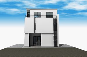 山科区安朱和モダン木造3階建て店舗付き狭小住宅