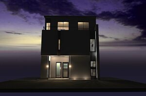山科区安朱和モダン木造3階建て店舗付き狭小住宅
