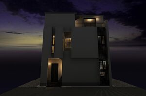 山科区安朱和モダン木造3階建て狭小住宅