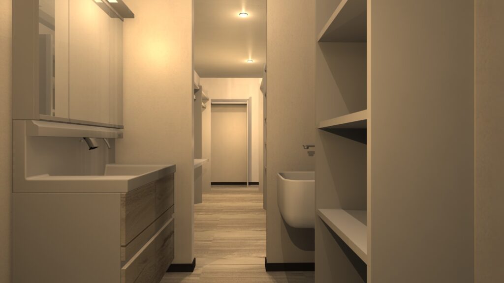 滋賀県大津市稲葉台・家事動線を徹底的に考慮した回遊性の高い間取りレイアウト2