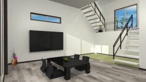 宇治、高低差のある土地、和モダン、スキップフロア、ビルドインガレージ、土間座敷、居酒屋キッチン