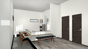 土間と座敷から使える居酒屋風カウンターキッチン