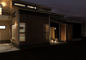 和モダン,民泊,リフォーム,外観,格子