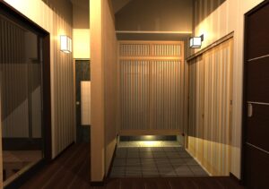 和モダン,民泊,リフォーム,外観,格子