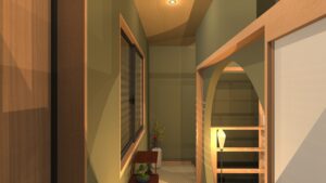 京都市東山区泉涌寺・和モダン狭小3階建て・2階和風ホール