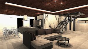 京都市西京区桂坂高級注文住宅リビングダイニング