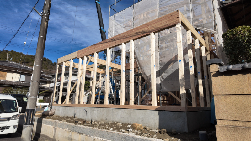 滋賀県大津市稲葉台の注文住宅・上棟４