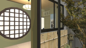 京都市東山区泉涌寺・和モダン狭小3階建て・坪庭と和室