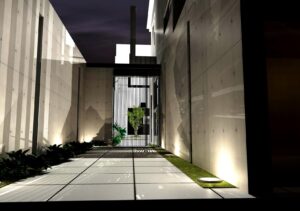 京都市北区のRC造注文住宅のアプローチ