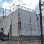 滋賀県大津市稲葉台の注文住宅、工事中、外壁、防水紙