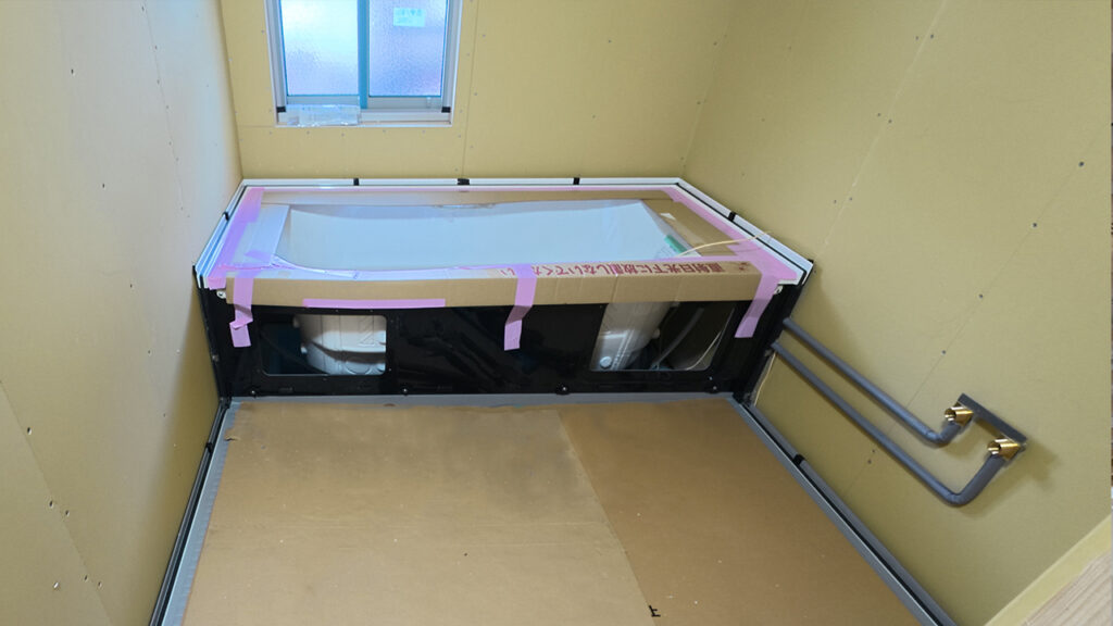 滋賀県大津市稲葉台の注文住宅、工事中、風呂、浴室