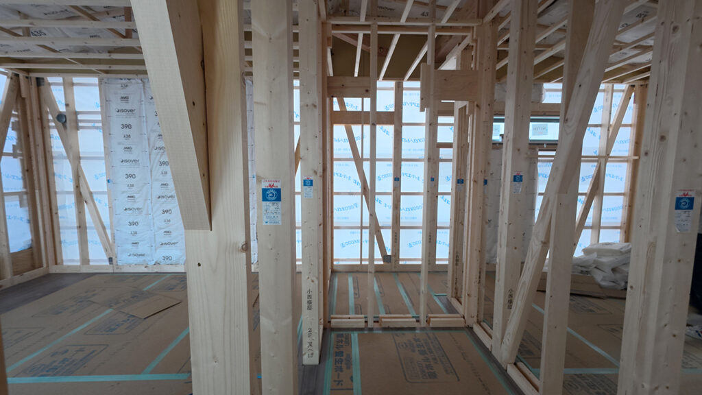 滋賀県大津市稲葉台の注文住宅、工事中、床、2階