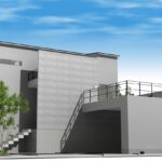 京都府宇治市の高低差のある土地に建つ、ビルトインガレージ付き和モダン注文住宅外観２