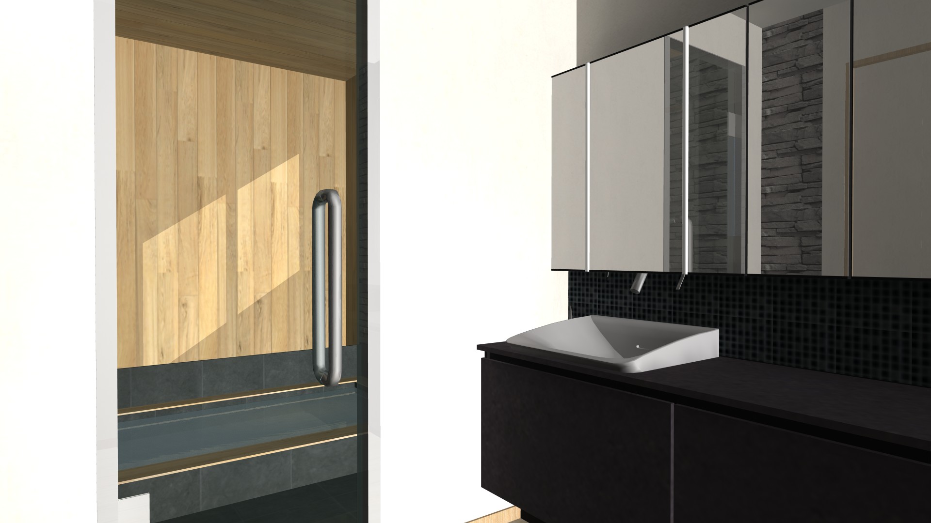 京都府宇治市の高低差のある土地に、ビルドインガレージのある和モダンの理想邸宅,洗面,風呂