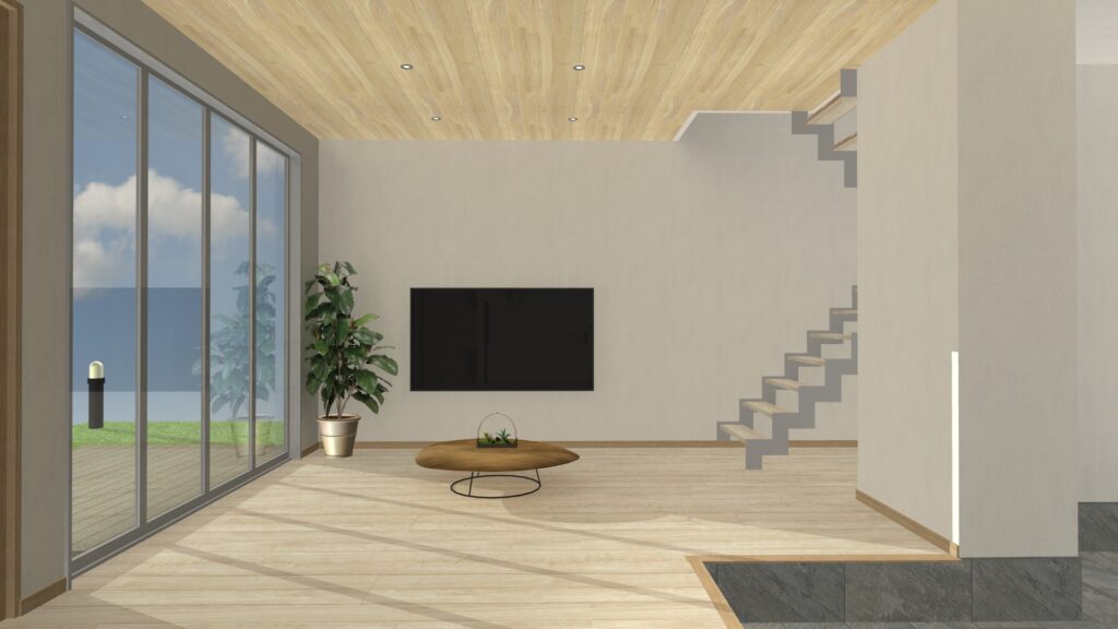 京都府宇治市の高低差のある土地に、ビルドインガレージのある和モダンの理想邸宅,居酒屋風カウンター,キッチン,LDK,階段