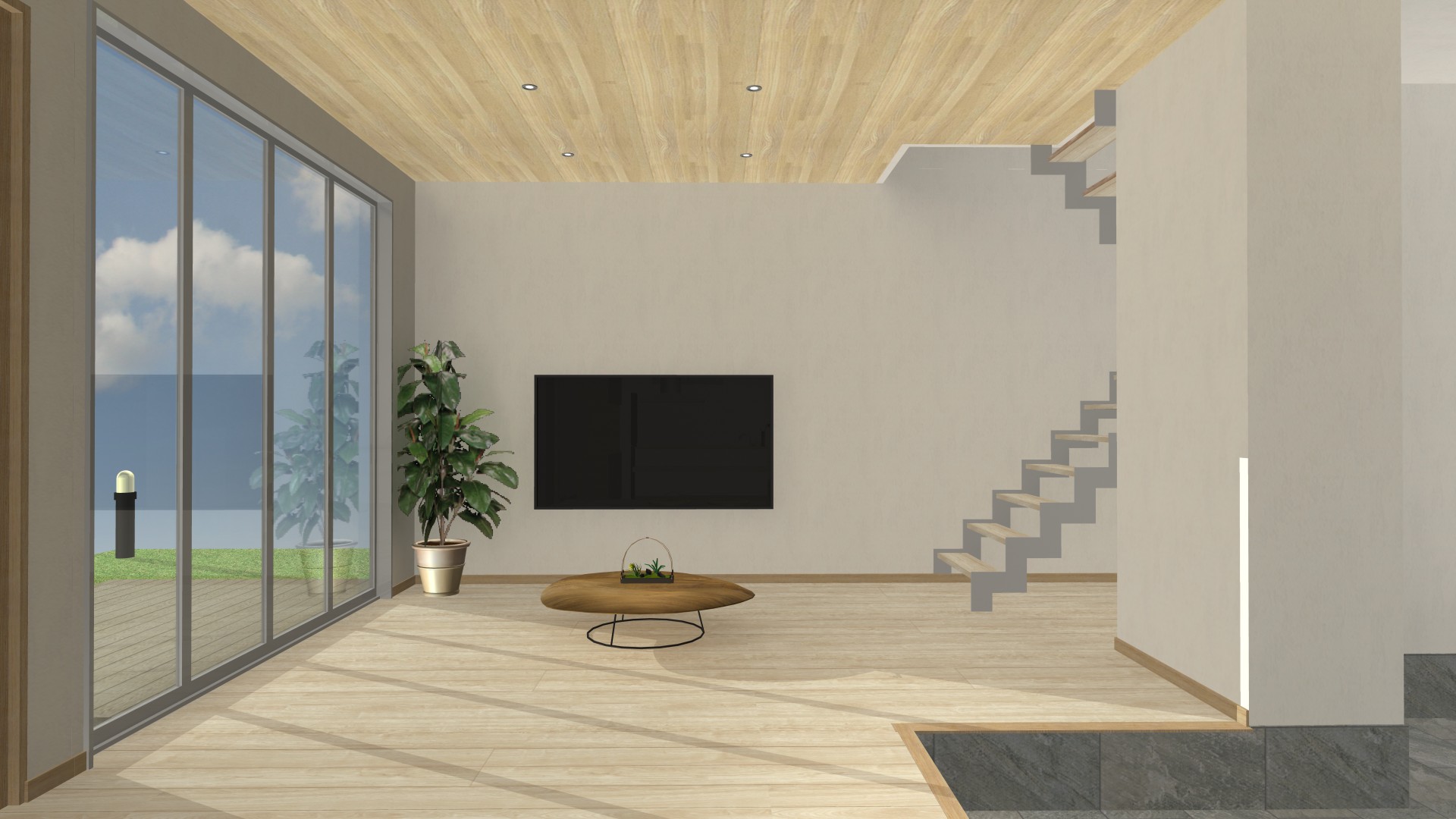 京都府宇治市の高低差のある土地に、ビルドインガレージのある和モダンの理想邸宅,居酒屋風カウンター,キッチン,LDK,階段