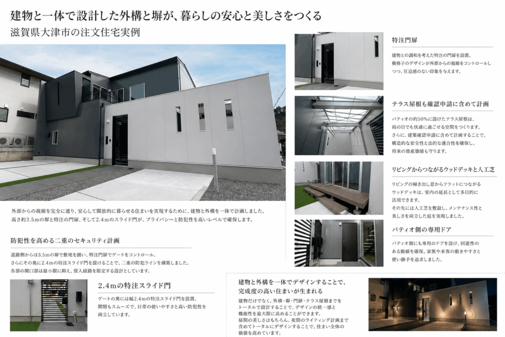 滋賀県大津市、スタイリッシュで機能美を追求した防犯性の高い注文住宅