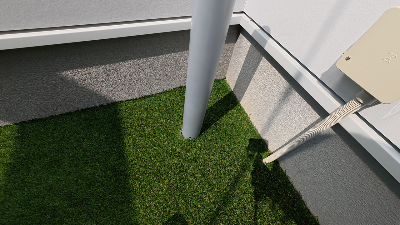 滋賀県大津市稲葉台の注文住宅、京都、注文住宅、工務店、建築士事務所、施工例、工事中、外構、土間、タイル、砂利、パティオ、芝生